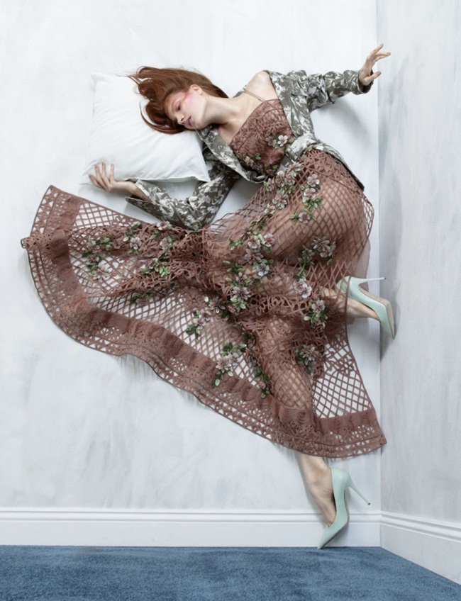 Alberta Ferretti 2015 SS Crochet Maxi Dress with Flowers Editorials