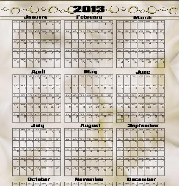 <strong>Printable Yearly Calendars</strong> - CalendarsQuick 2013 year calendar template