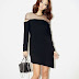 Sheer Neck Long Sleeve Dress by Aura-J