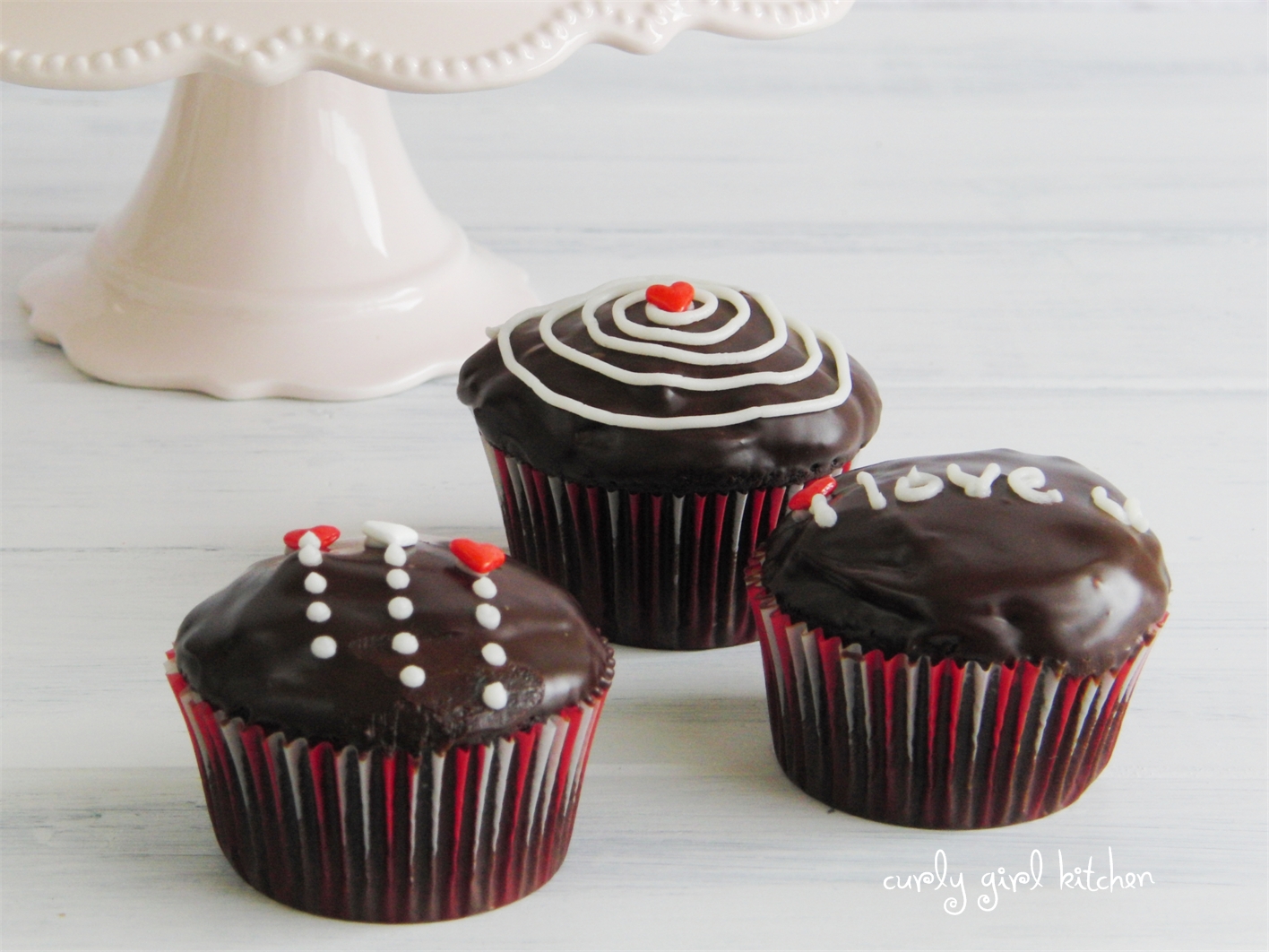 Curly Girl Kitchen: Ganache Covered, Cream Filled Valentine's Cupcakes