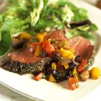 Grilled Beef Tenderloin with Mediterranean Relish