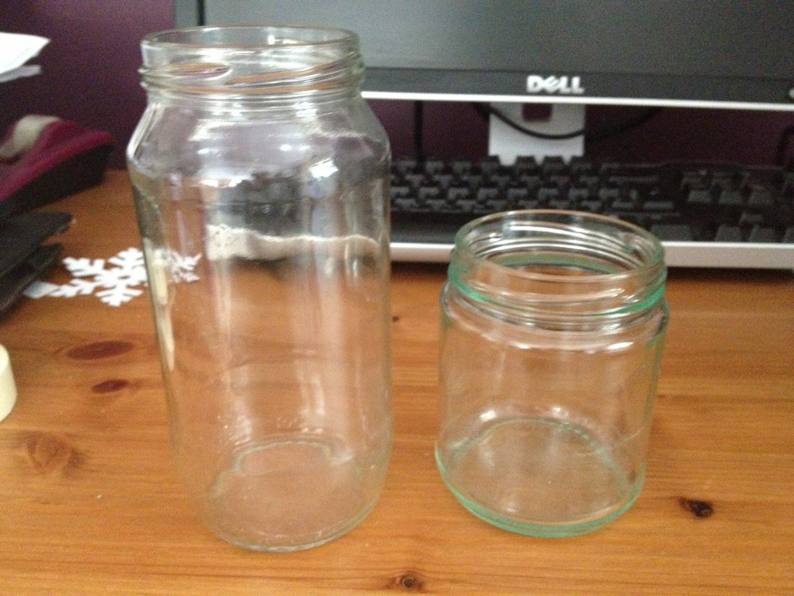 Christmas Wedding Frosty glitter jam jar candle holders