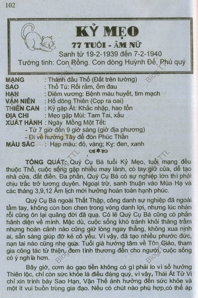 TUỔI KỸ MÃO 1939