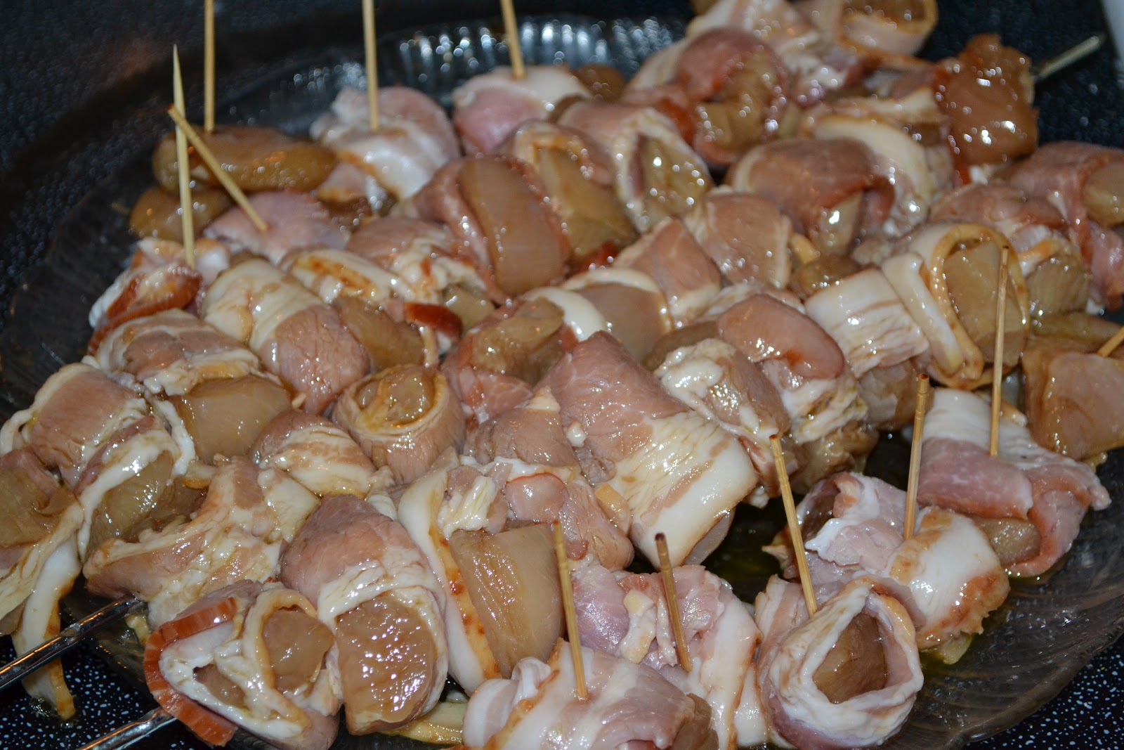 Purple Tailgating Mama Bacon Wrapped Chicken Kabobs