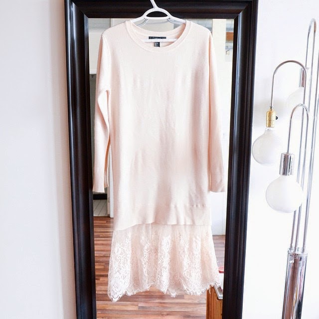 Forever 21 blush Lace sweater dress from holiday season 2014 Forever 21 blush Lace sweater dress from holiday season 2014