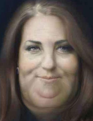 Eating for ten, rather than two! The slender Duchess has been given the Fatbooth app treatment