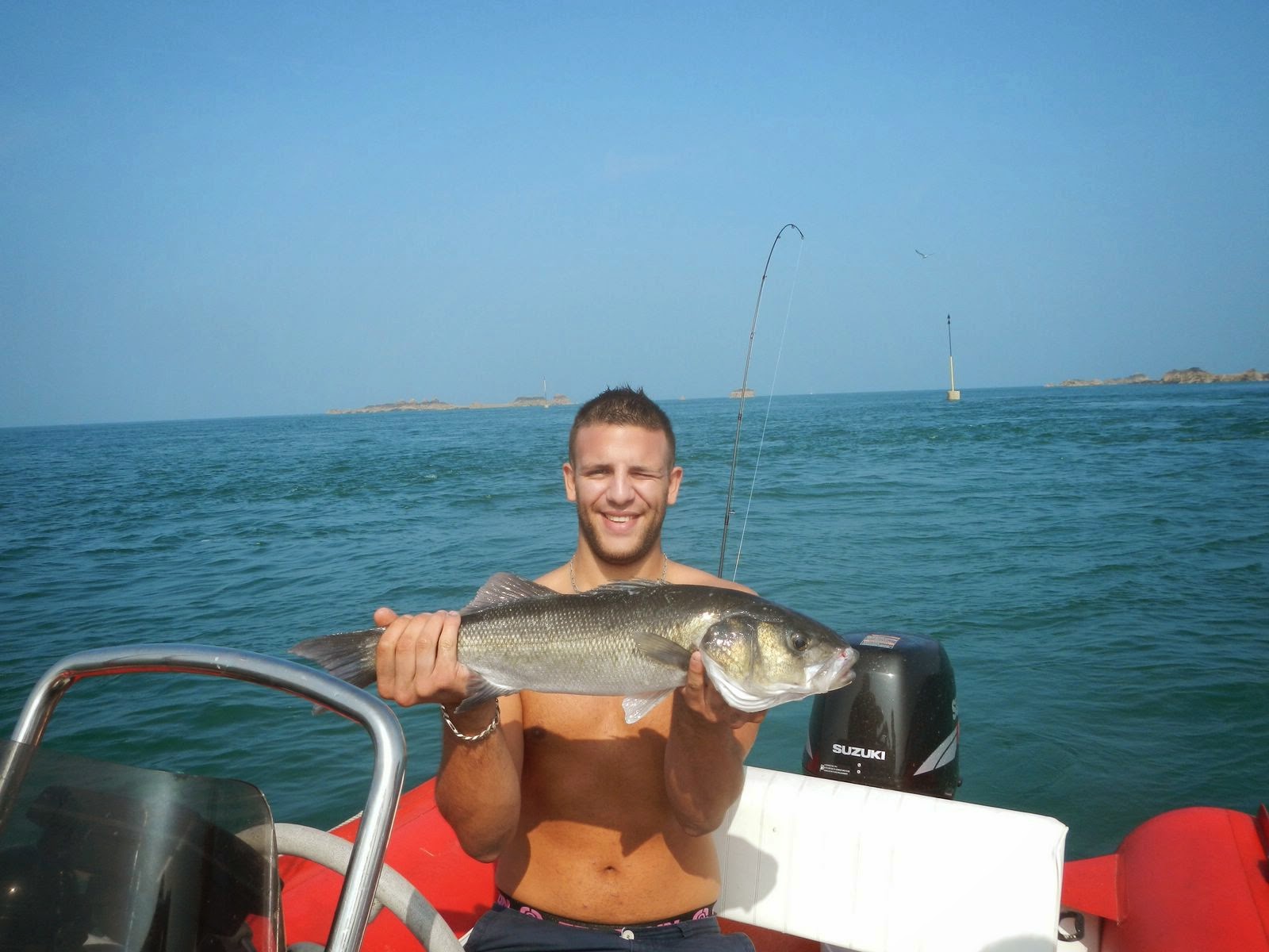 gros bar pêche, bateau, labrax