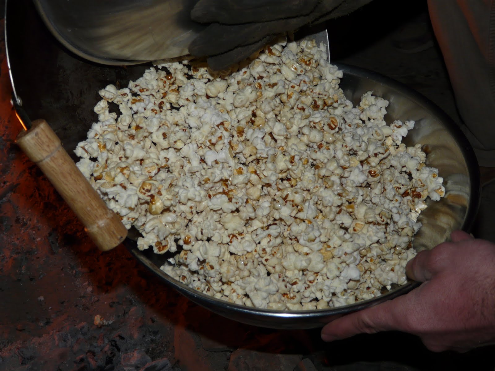The "Secret" is Gratitude Camping Kettle Corn over the Fire