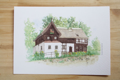 Reiterhaus Neusalza Spremberg Aquarell Reiterhaus