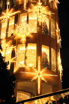 House decorated with lights