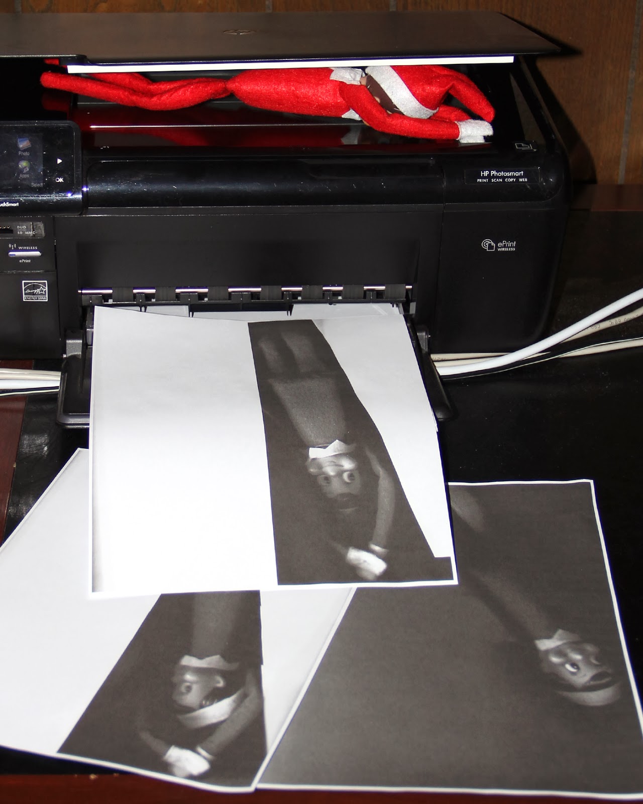 Gummy Bears and Pony Tails Elf on The Shelf Copies and Scans Himself