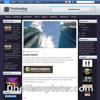 ProHosting blogger template. template blogspot magazine style