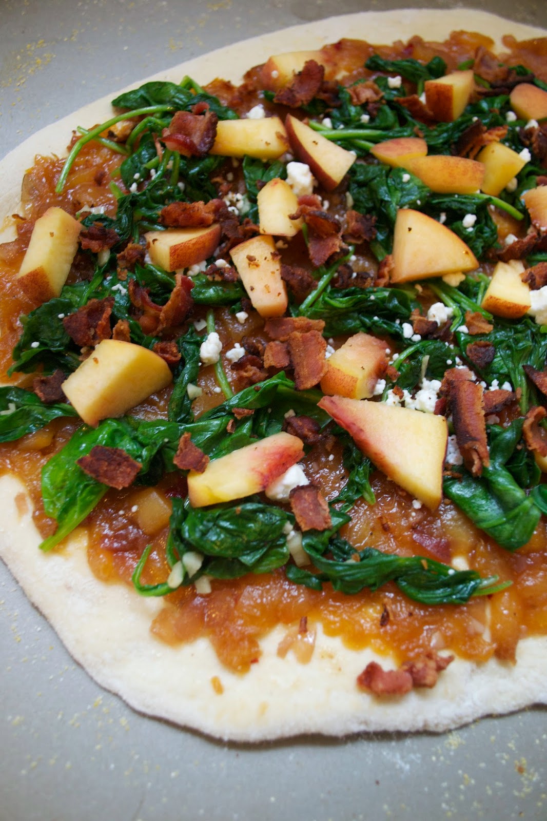 CK and Nate header Peach Chutney Pizza with Goat Cheese and Bacon