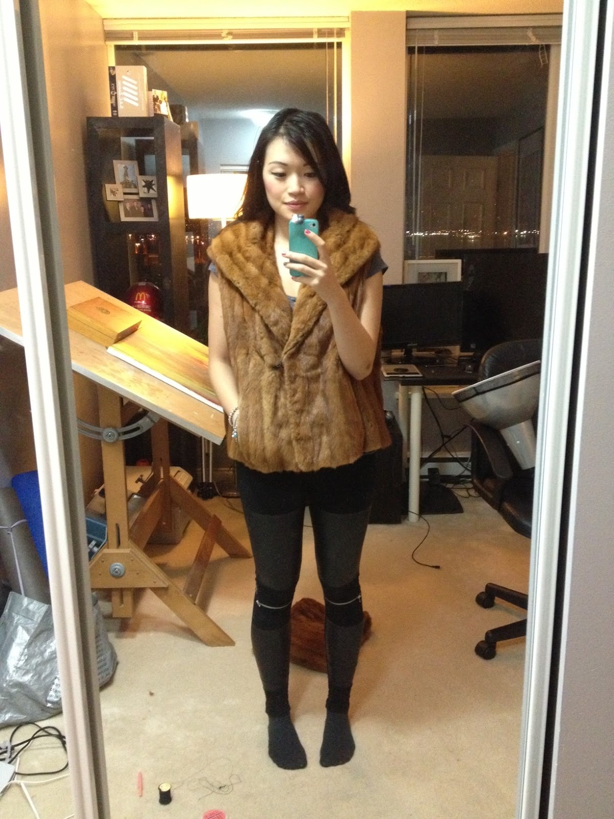 Posing in Vintage Vancouver Fashion Blog Coat into vest