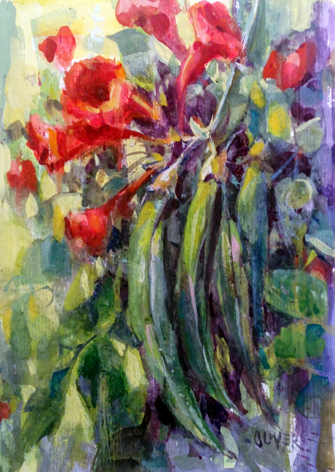 Art Talk Julie Ford Oliver Watercolor Weekend Trumpet Flowers