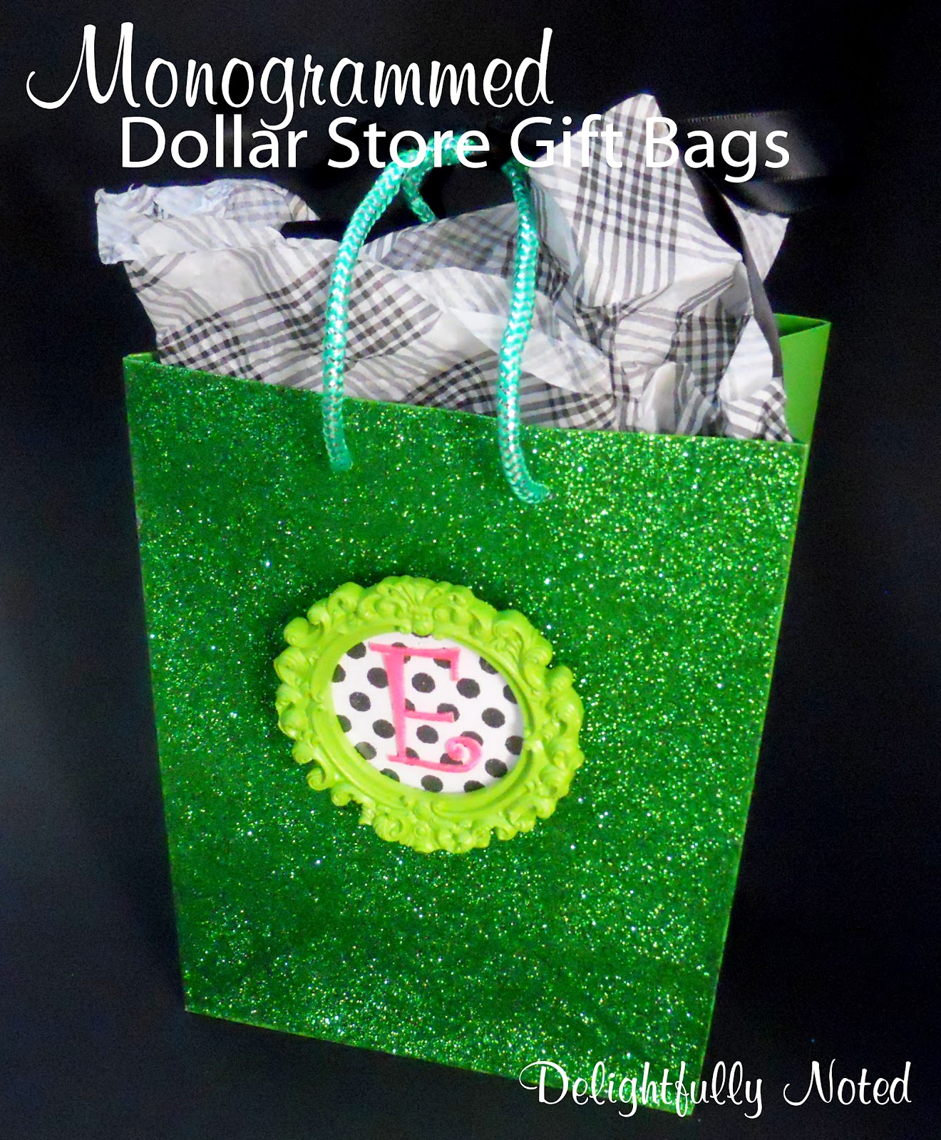 Monogrammed Framed Dollar Store Gift Bags Delightfully Noted