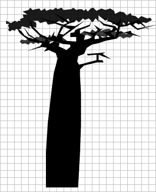 あおもりくまの生態 バオバブの木のシルエット