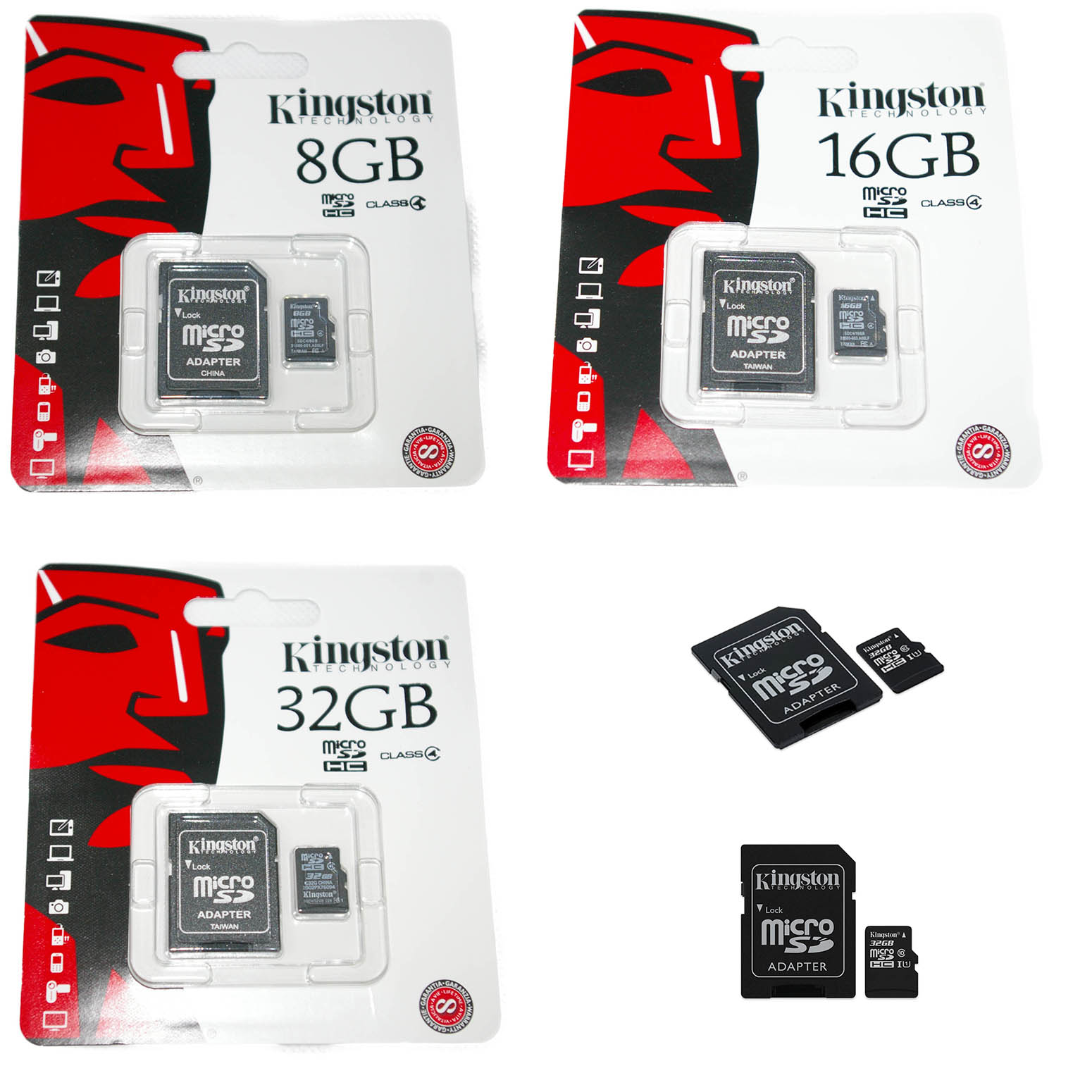 KINGSTON 8GB 16GB 32GB MICRO SD HC MICROSDHC + ADAPTOR MEMORY CARD CLASS-4