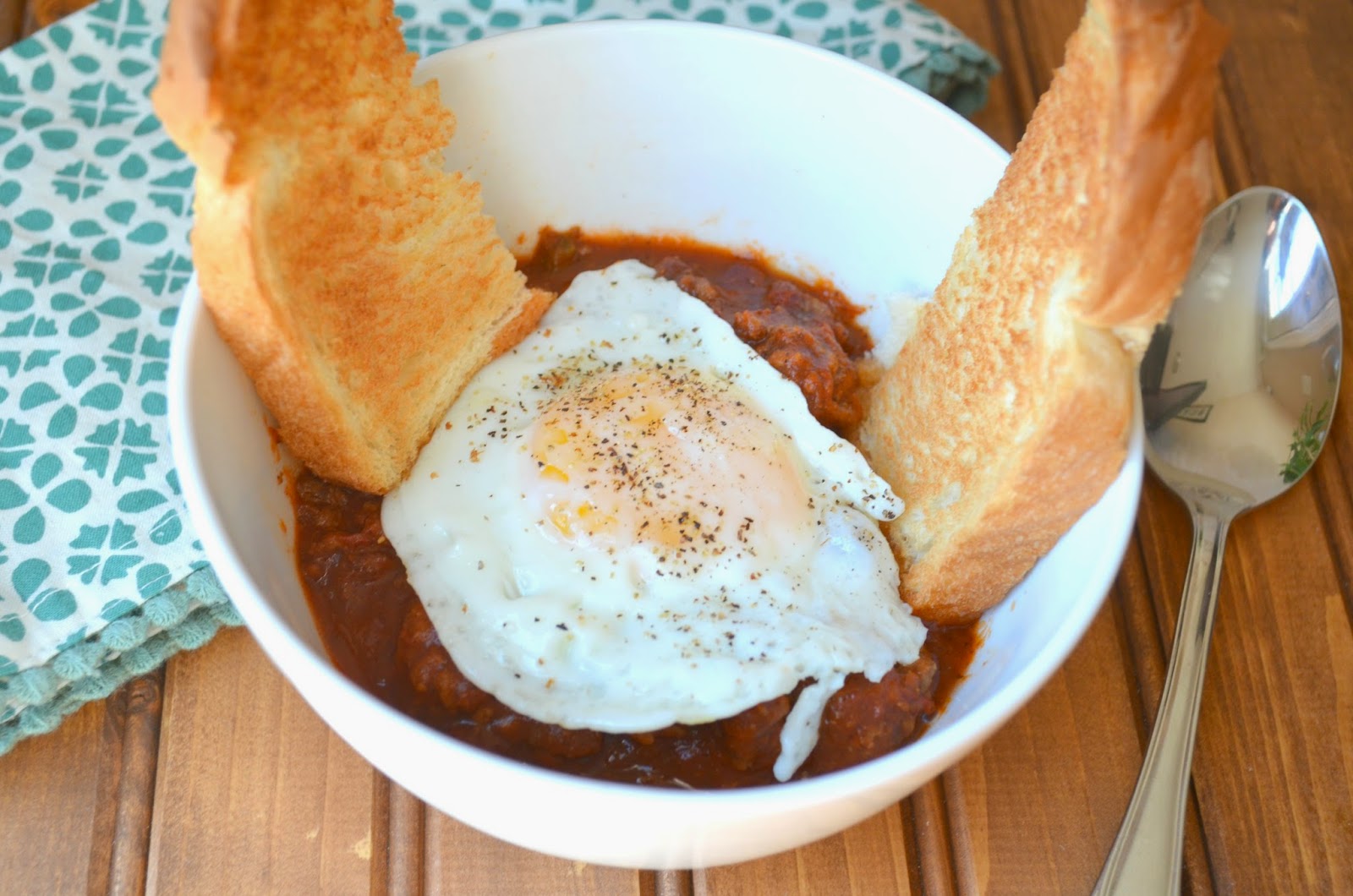 The Savvy Kitchen Fried Egg Topped Chili