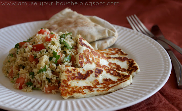 Quick tabbouleh salad with grilled halloumi recipe