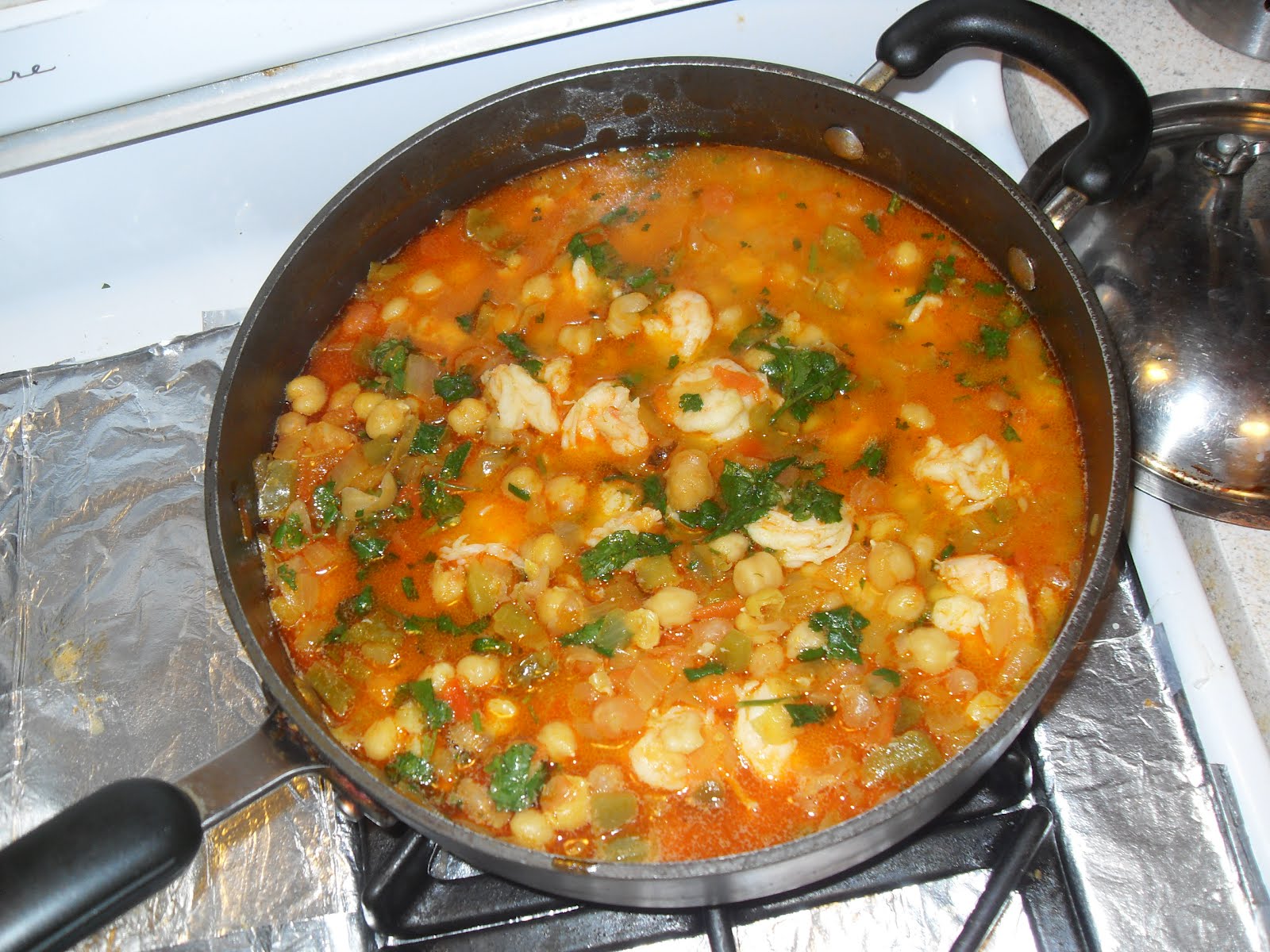 La Cocina De Nathan Cuban, Spanish, Mexican Cooking & More Potaje de Garbanzos Con Camarones