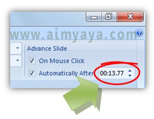 Pengaturan waktu tayang slide di microsoft powerpoint Gambar: Pengaturan waktu tayang slide di microsoft powerpoint