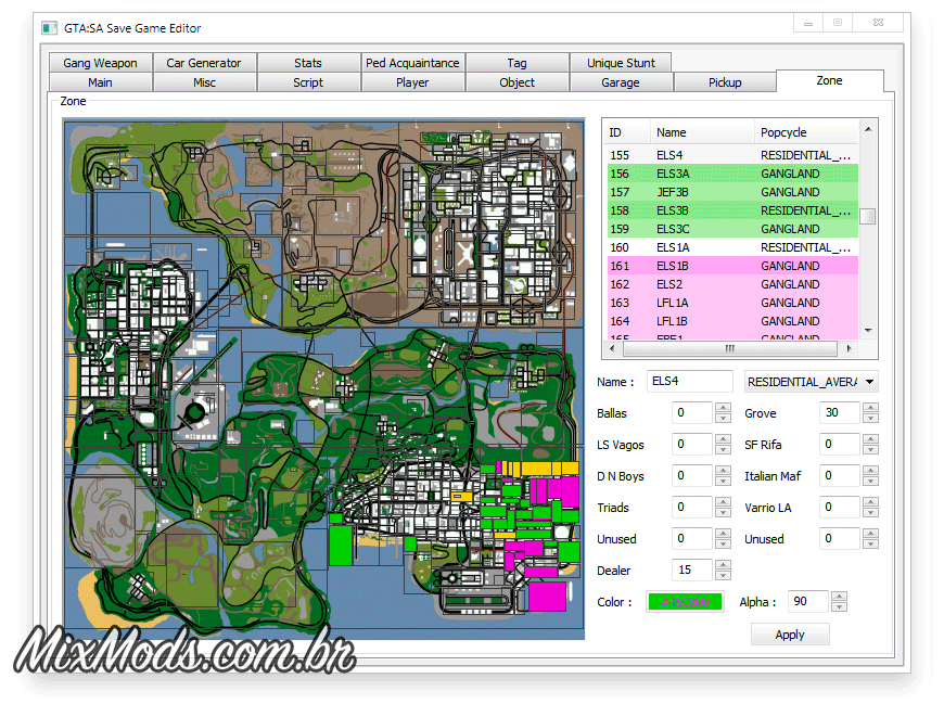 GTA San Andreas GTA SA Gang Editor (Cleo) for Android Mod 