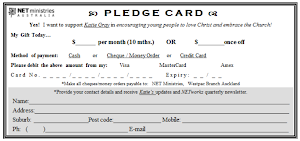 fundraising pledge card