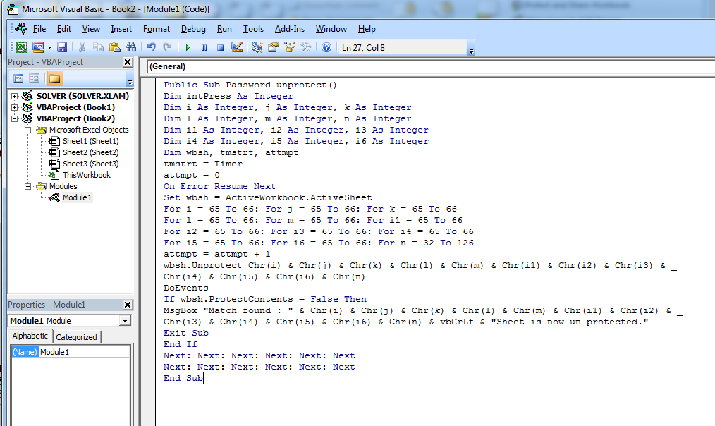 Crack Excel Password Macro