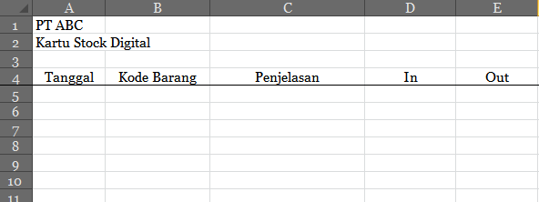 Excel Potion Kartu Stock Digital