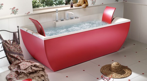 elegant red bathtub design