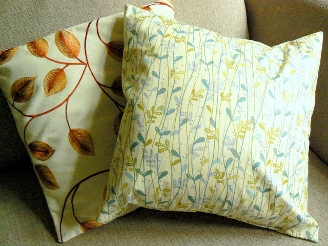 and on the sofa, next to another cushion cover I made last year ...