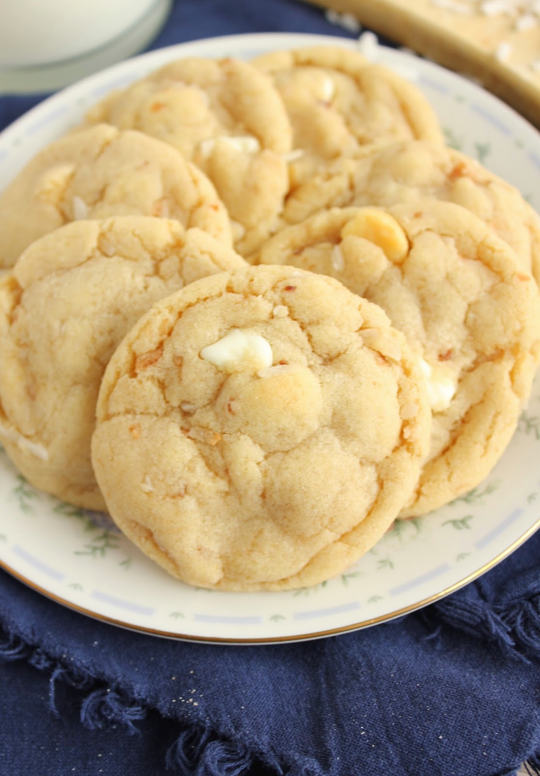 White Chocolate Chip Macadamia Nut Cookies with Toasted Coconut
