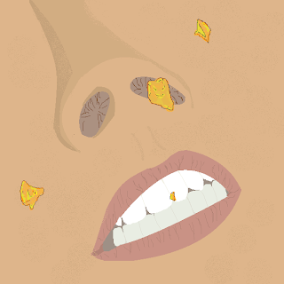 grossed out mouth, disgusted mouth, egg yolk everywhere