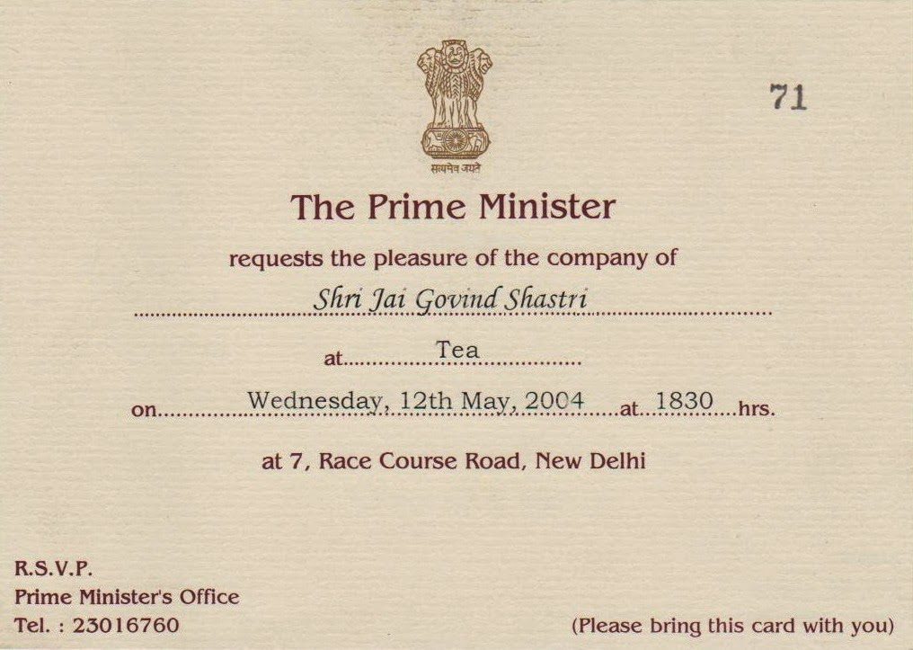 Invitation From Prime Minister