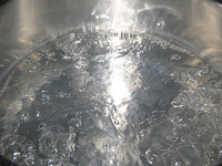 water boiling rapidly for blanching