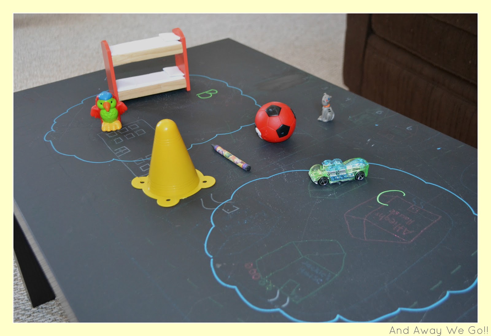 and away we go! Chalkboard table games...