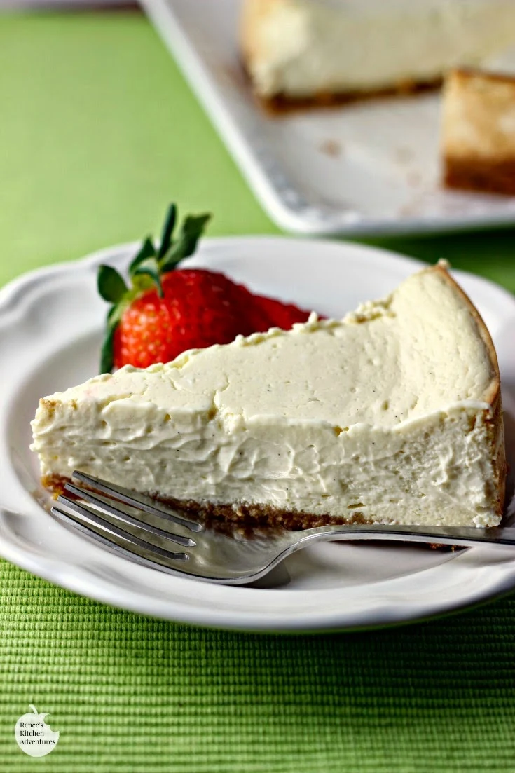 Skinny Vanilla Bean Cheesecake | Renee's Kitchen Adventures So rich tasting and creamy you will swear it's a full fat version! 