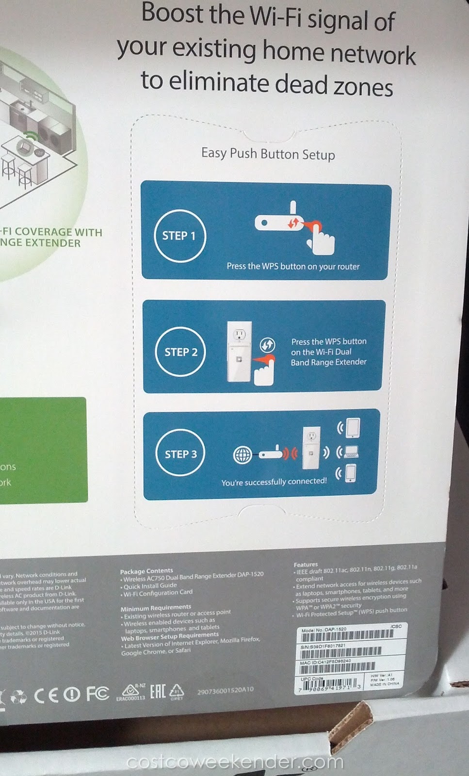 DLink AC750 WiFi Range Extender Costco Weekender