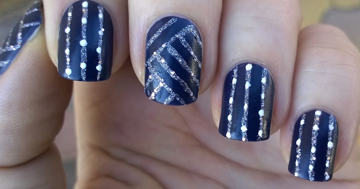 Blue and Silver Striped Nail Art - wide 5