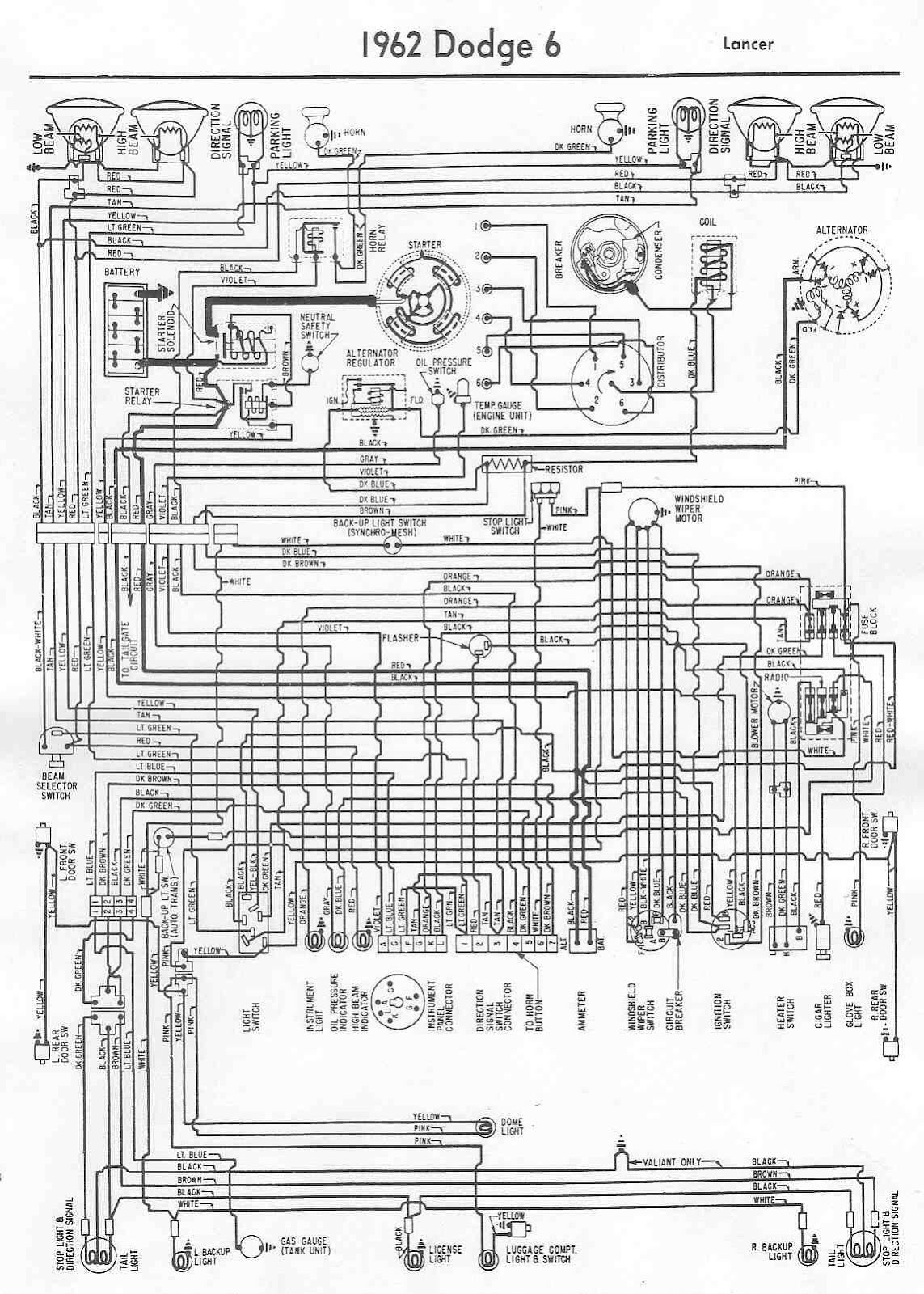Dodge Lancer 1962 Complete Electrical Wiring Diagram