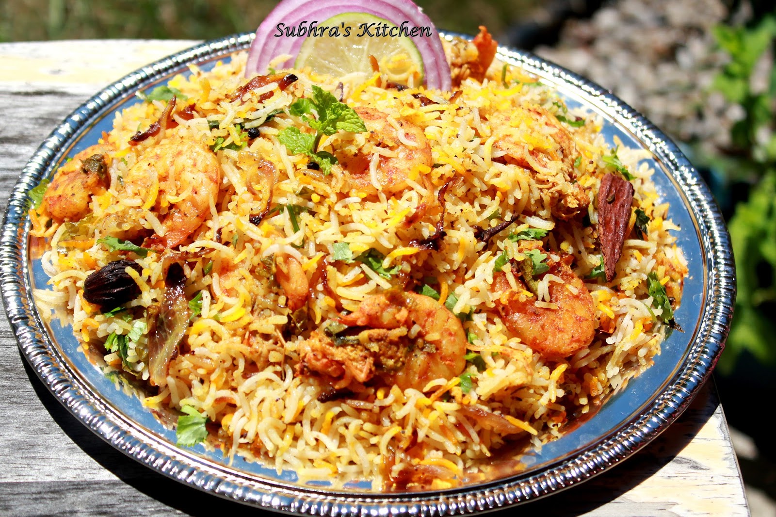 Subhra's Kitchen: Hyderabadi Prawn Biryani