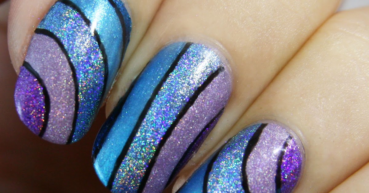 piggieluv wavy holo nail art