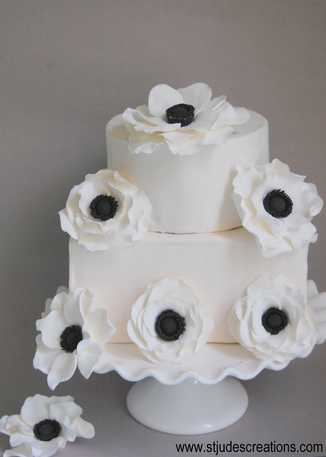 white and black wedding cake flowers anemone Handmade PaPer FloweRs