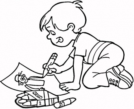 little boy drawing masterpiece coloring page