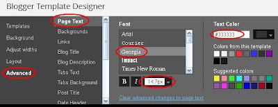 Modify Blogger page font in template