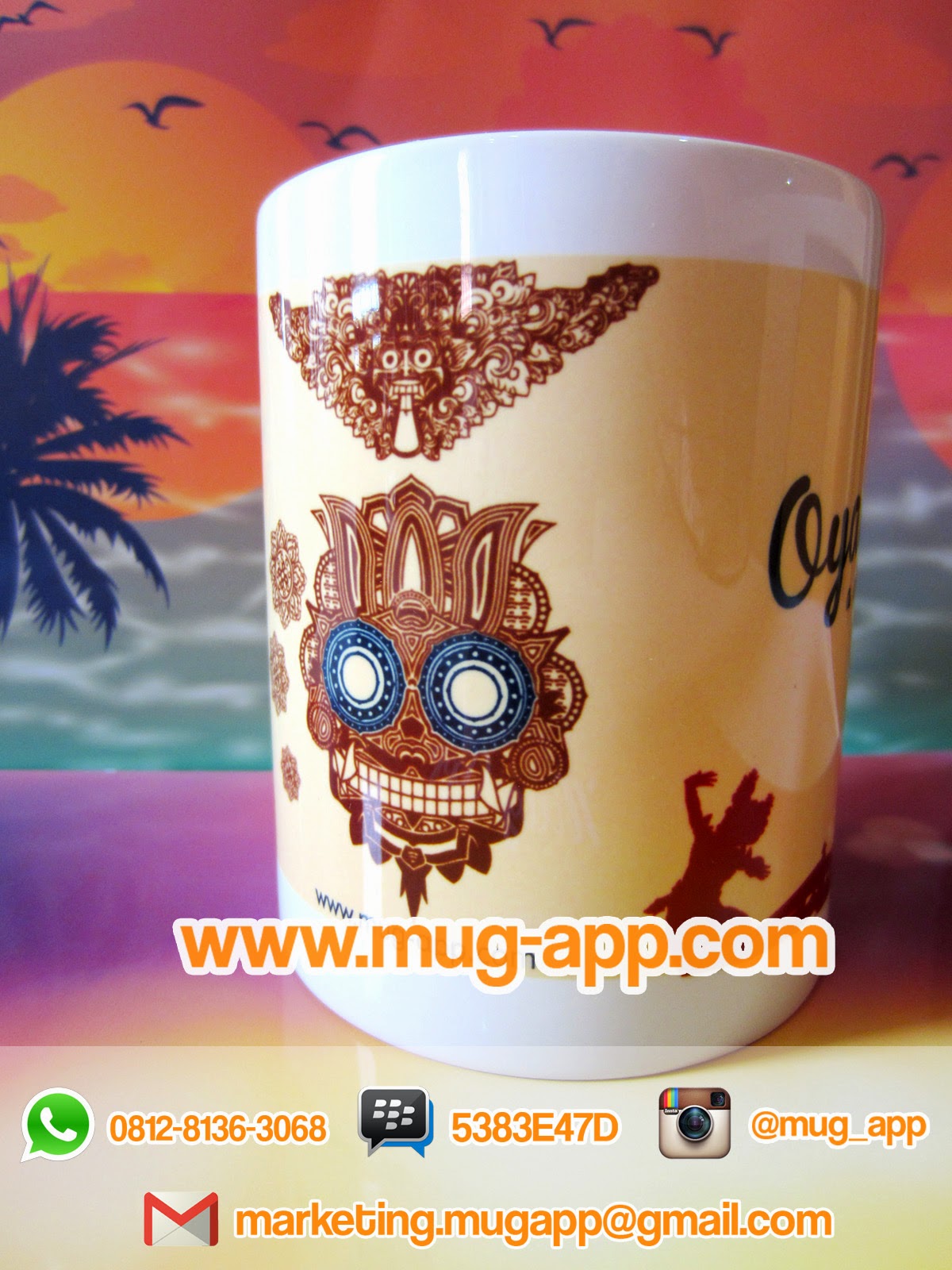 Souvenir Mug Bali Motif Shabby Wedding Mug dan Souvenir Promosi