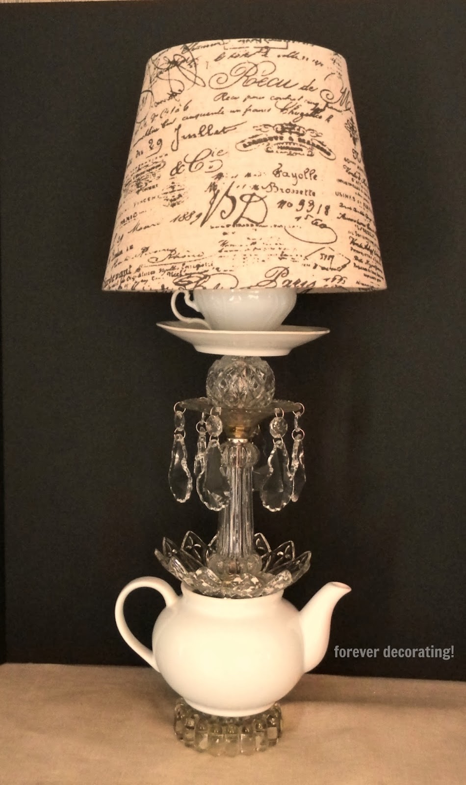 Forever Decorating! White Teapot Crystal Lamp!