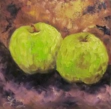 "Two Green Apples", textured