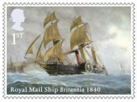 Stamp showing Royal Mail Ship Britannia 1840.